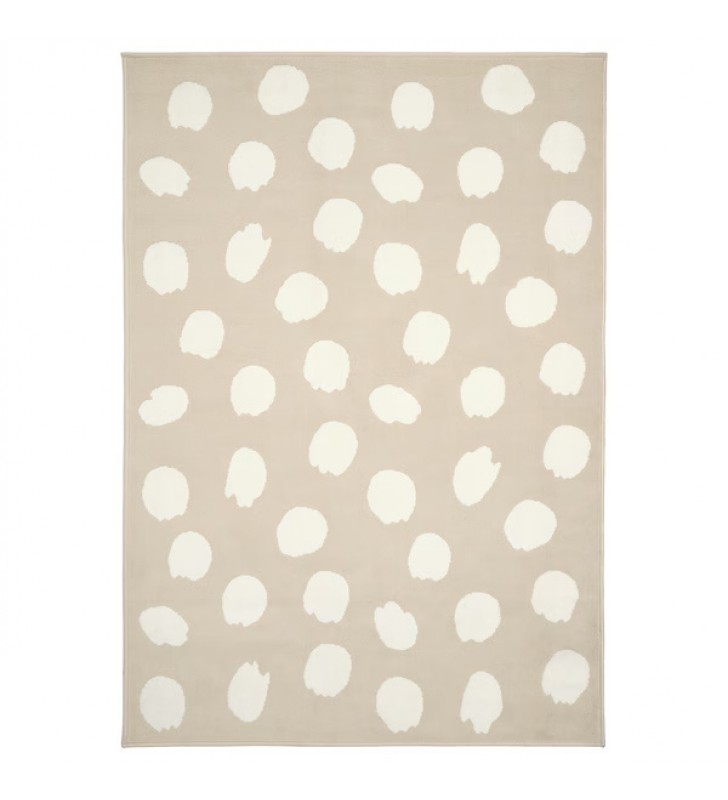 BOGENSE Rug, Low Pile, Beige/White Dotted