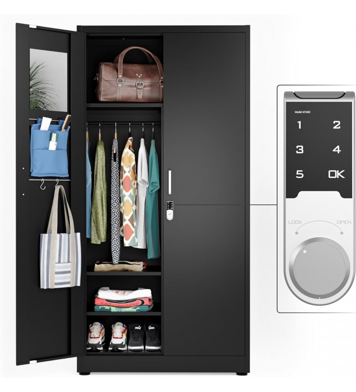 Metal Storage Cabinet Wardrobe with Digital Lock