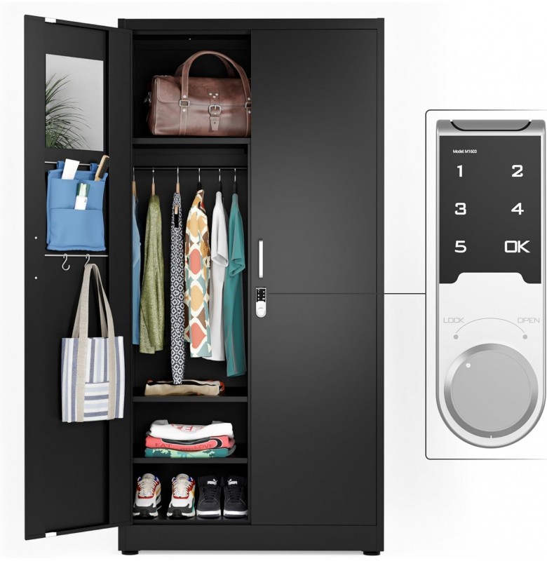 Metal Storage Cabinet Wardrobe with Digital Lock