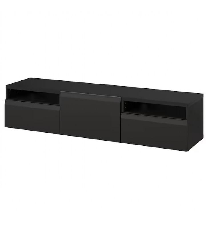 BESTA TV BENCH, BLACK-BROWN